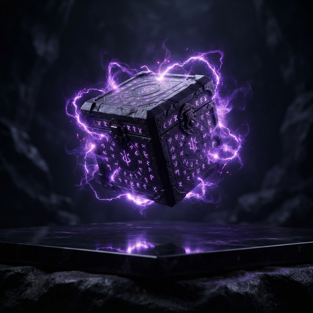 Obsidian Mystery Box with violet glow